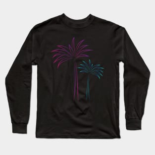 purple and blue palm trees Long Sleeve T-Shirt